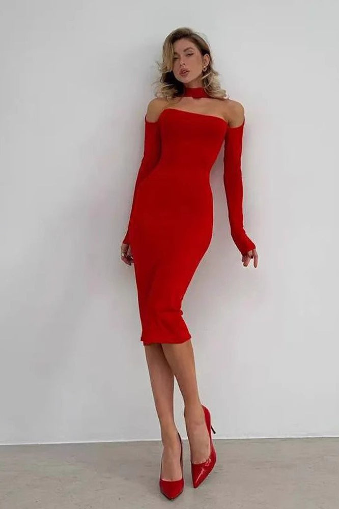 Strapless Cutout Bodycon Midi Dress