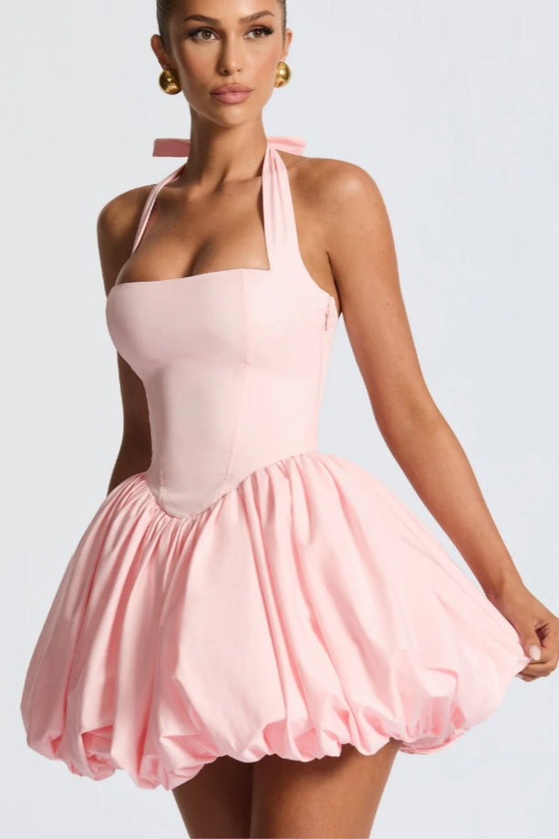 Halter Tie Bow Puffy Tulle Hem Mini Dress 5
