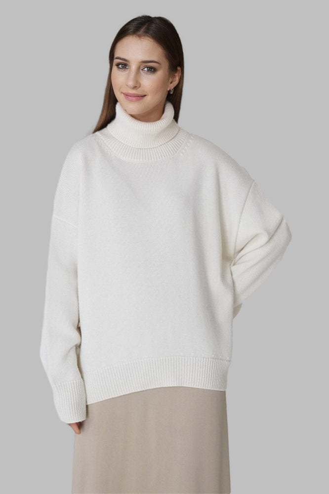 Versatile Solid Turtleneck Euro Sweater