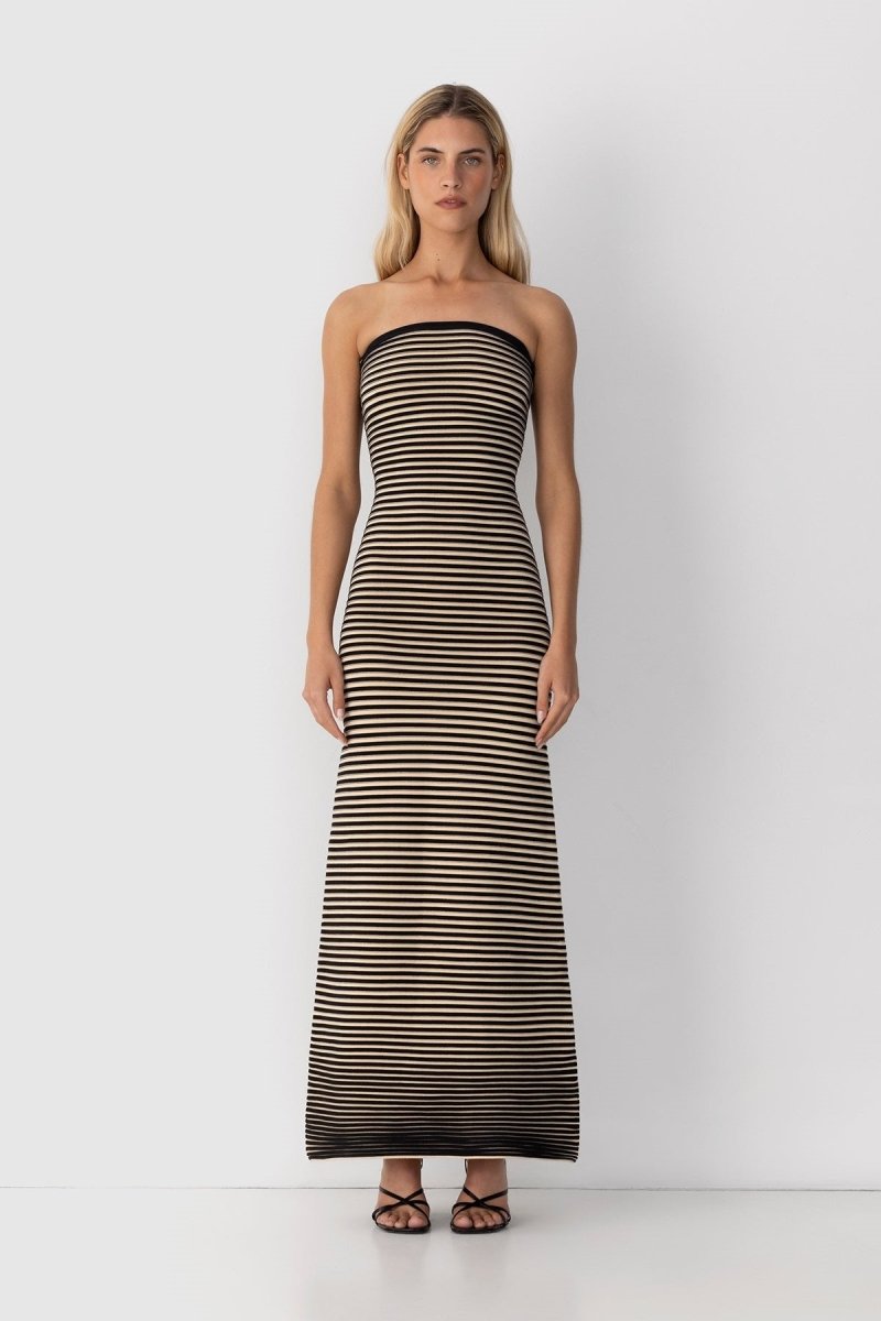 Susana Effortless Sleeveless Maxi Dress in Striped Knit Premium Wardrobe Essential