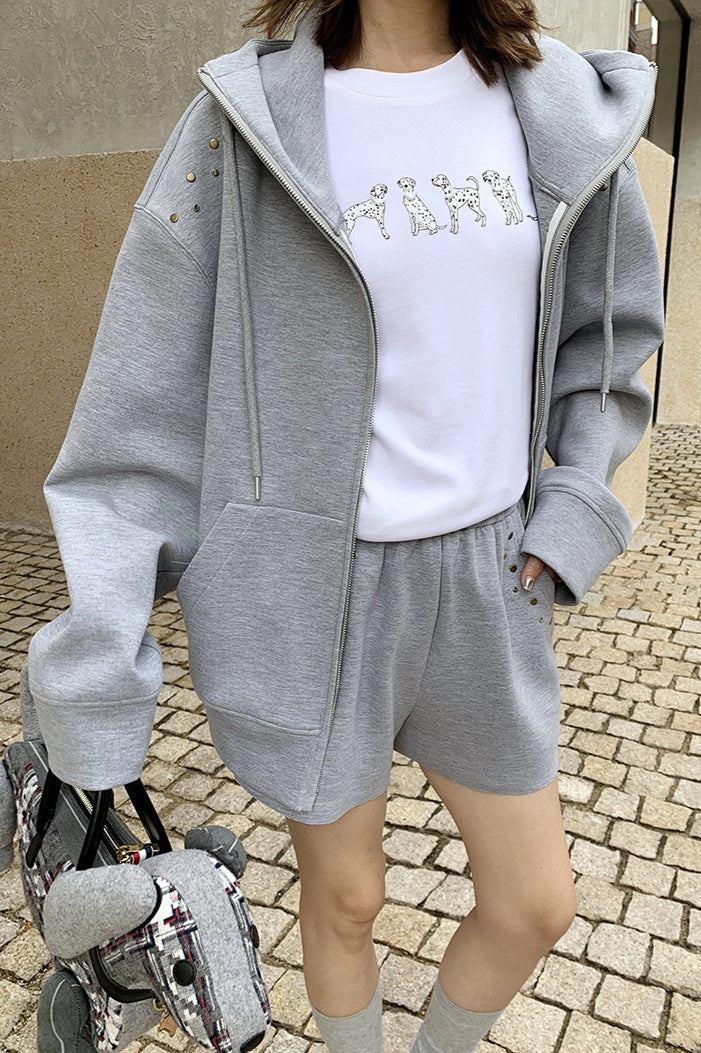 Studded Loose Casual Hoodie