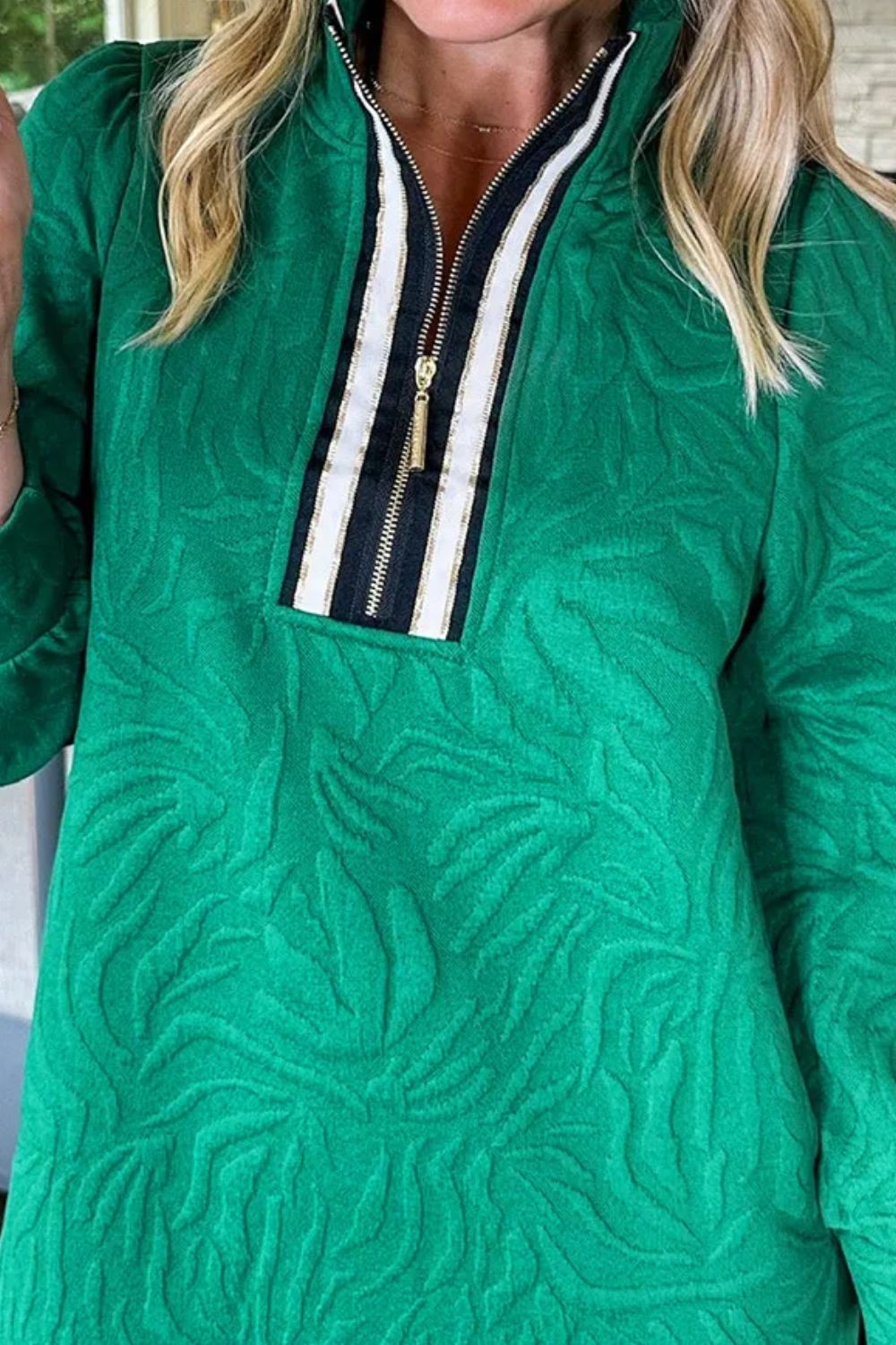 Lilian Textured Quarter Zip Dress with Relaxed Fit and Seasonal Wardrobe Essential