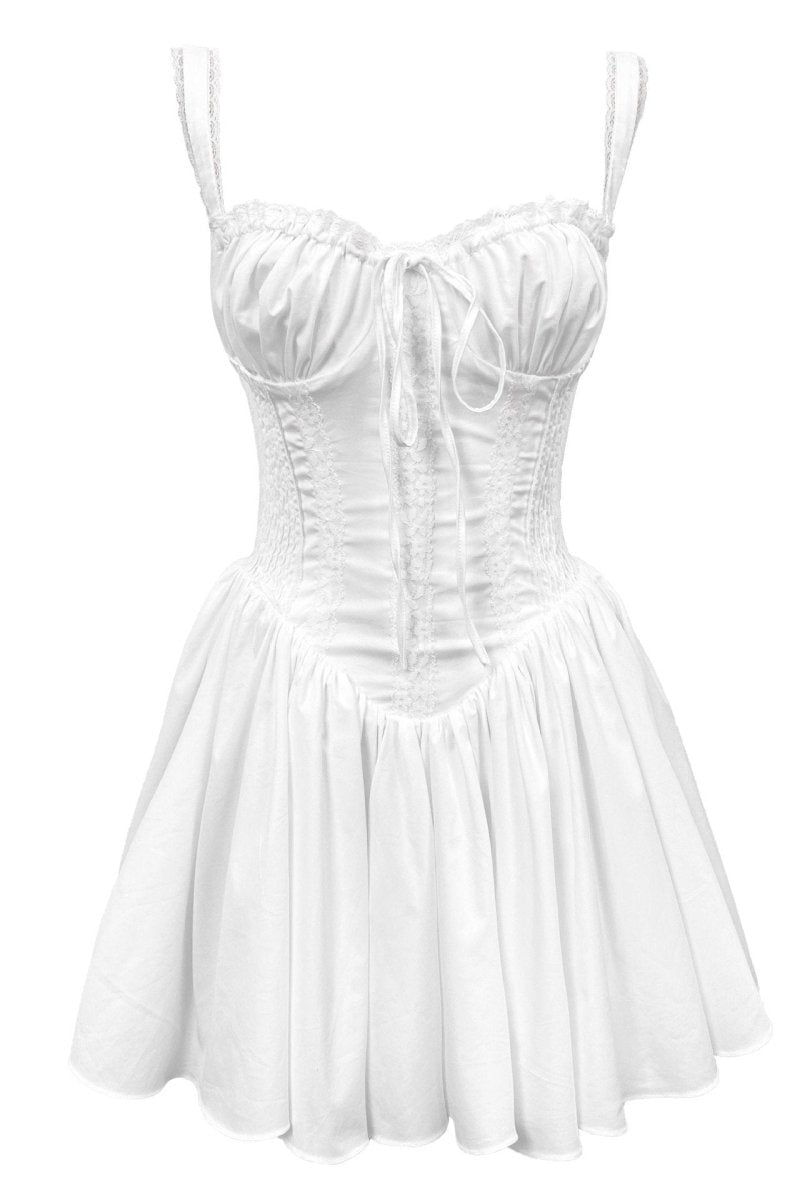 Mónica Chic Lace Corset Mini Puff Dress Premium Wardrobe Essential