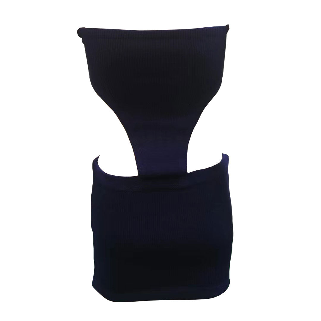 Navy Blue Strapless Ribbed Knit Side Cutout Bodycon Mini Dress