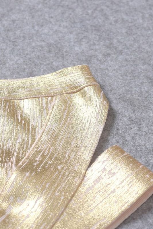 Ang Bandage Leather Crop Top - Gold
