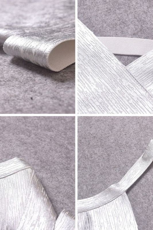 Ang Bandage Leather Crop Top - Silver