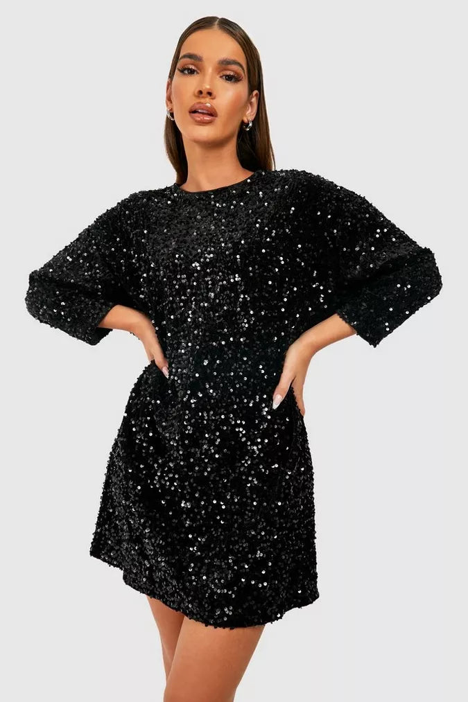 Luisa Chic Sequin Party Dress Elevated Occasion Wear