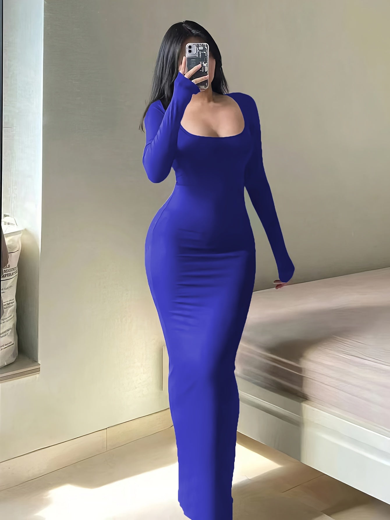 Anaís Elegant Autumn Dress with A-line and Long Sleeves for Women