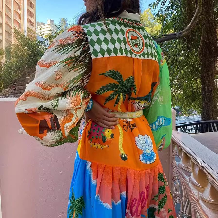 Premium Victoria Printed Long Sleeve Dress for Modern Fashion Wear