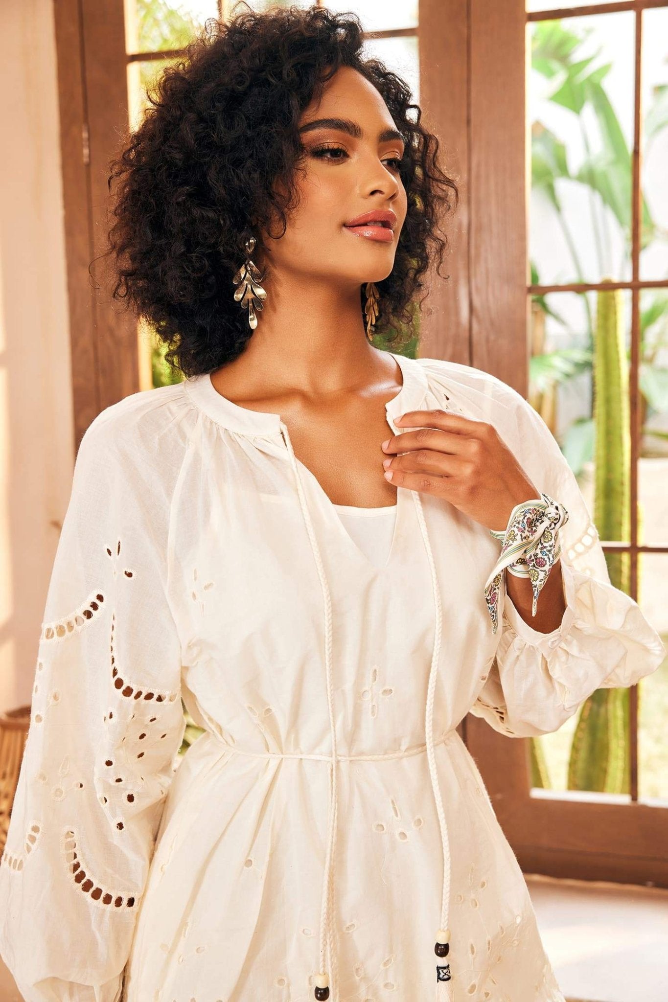 Frida Timeless Embroidered Midi Dress with Hemstitch Elevated Occasion Wear