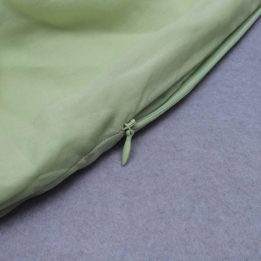 Light Green Square Neck Spaghetti Strap Ruched Asymmetrical Bodycon Mini Dress