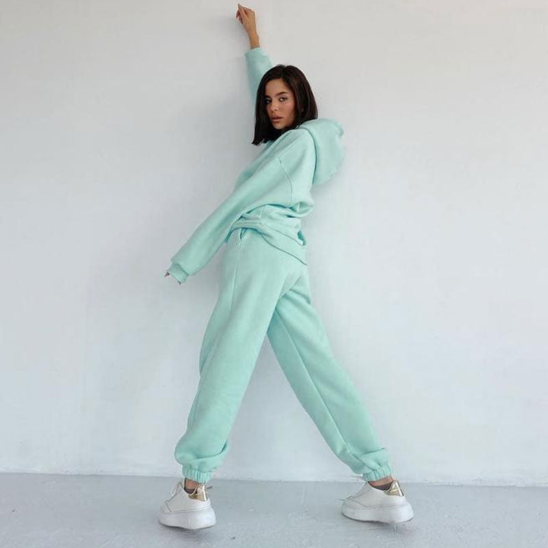 Lake Blue Long Sleeve Hoodie Jogger Lounge Matching Set