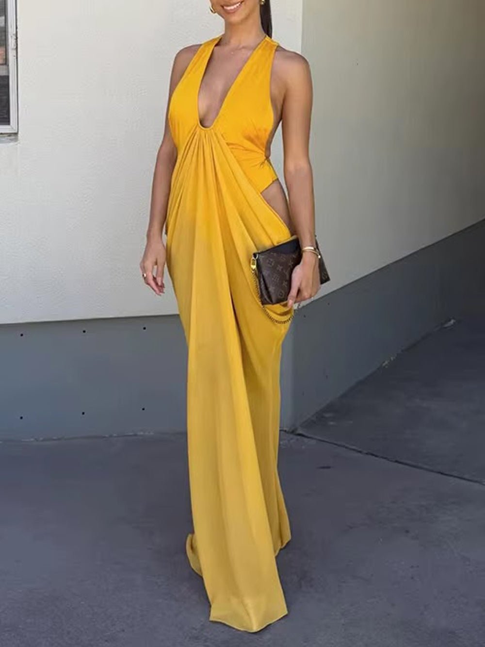 Aurelia Draped Halter Maxi Dress