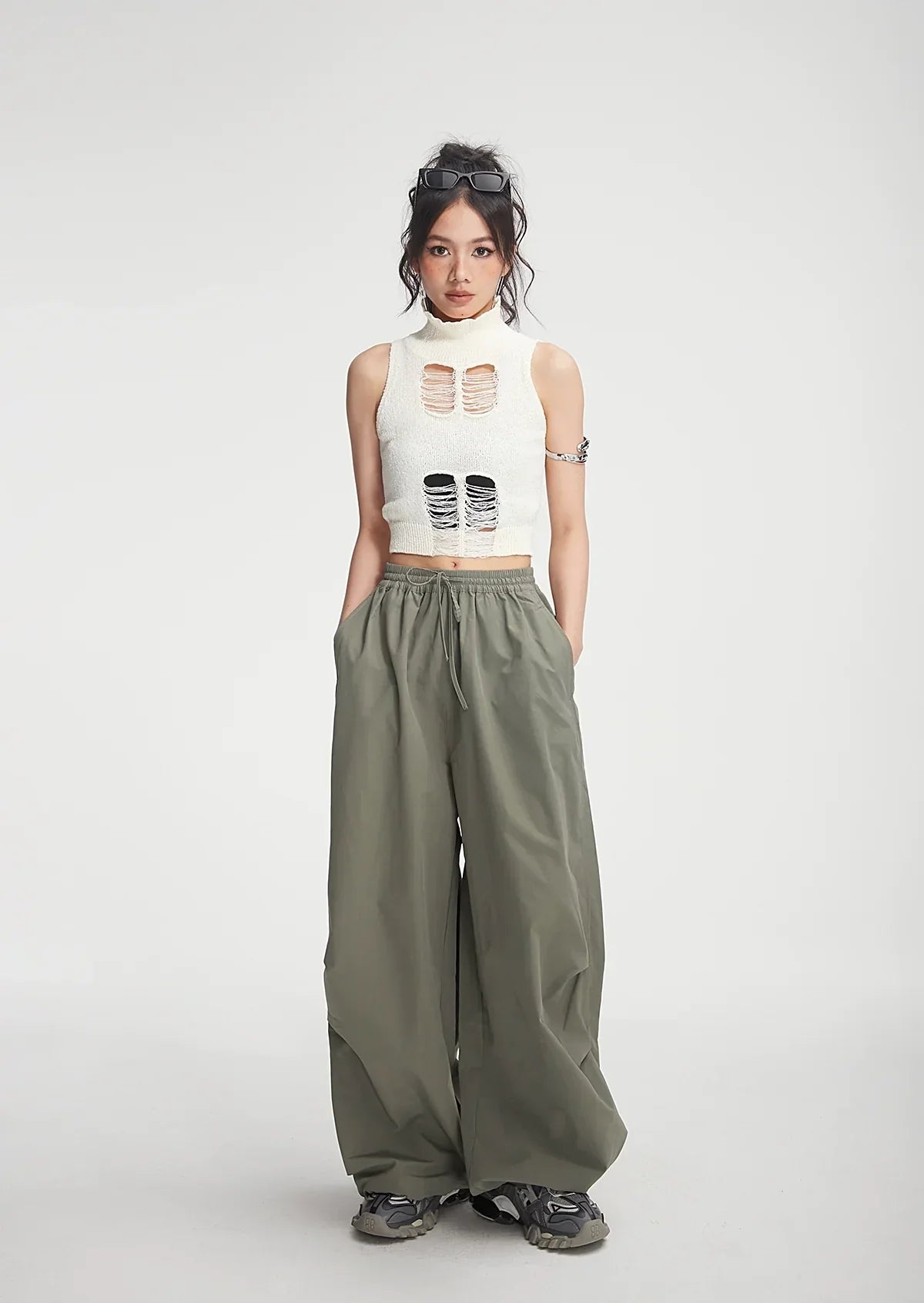 Balloon Drawstring Palazzo Pants