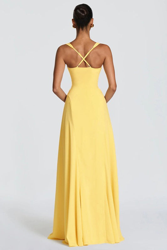 Solid Low Cut Strappy Cross Back Party Dress