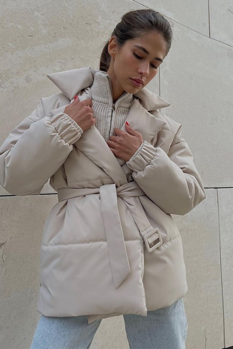 Solid Color Slim Fit Cotton Coat