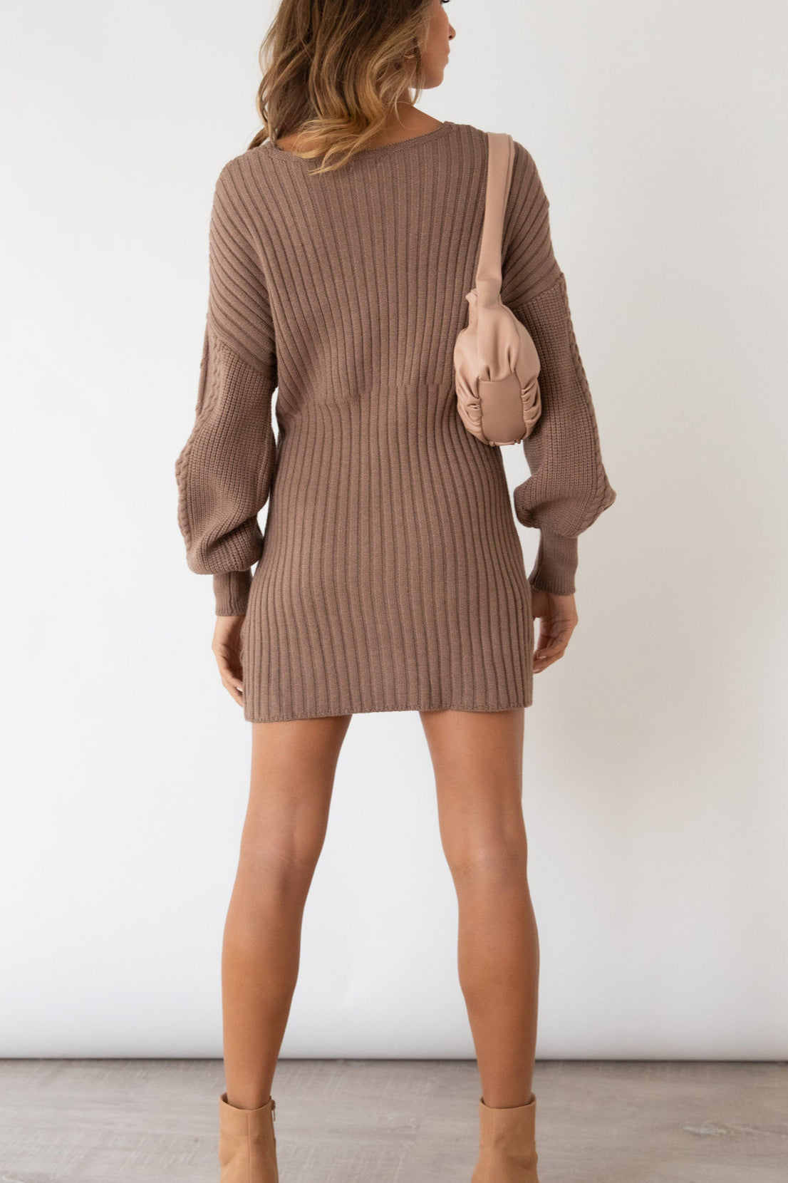 Cable Knit V-Neck Bodycon Midi Dress 12