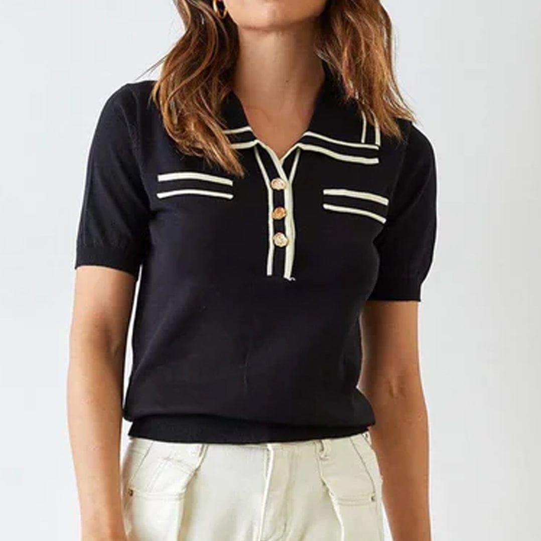 Anika Black Lapel Sweater