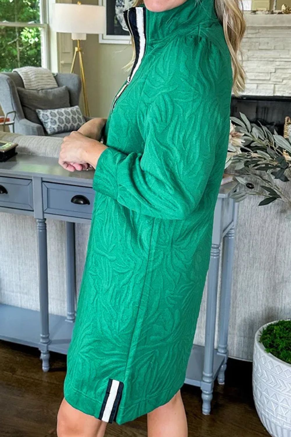 Lilian Textured Quarter Zip Dress with Relaxed Fit and Seasonal Wardrobe Essential