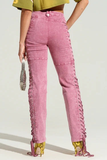 Trendy Drawstring Tie-Waist Stylish Denim Jeans