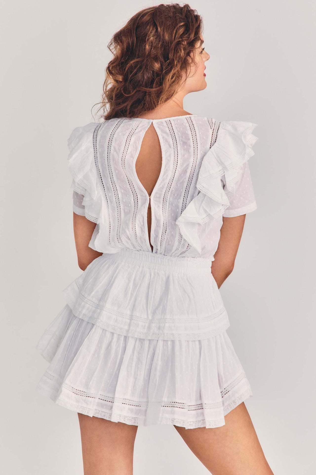 White Lace Layered Mini Dress