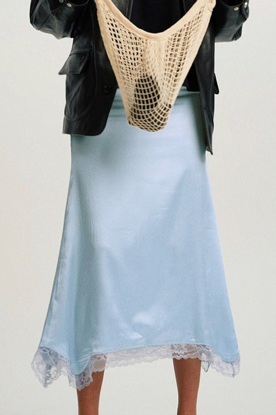Lace Trim Asymmetric Skirt