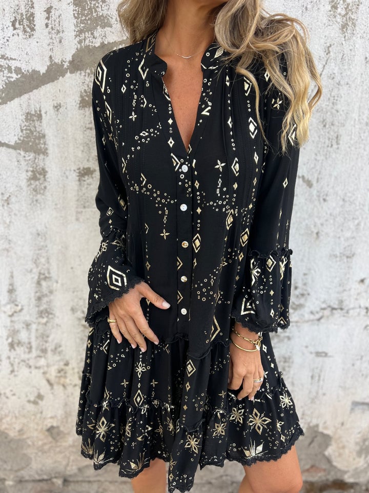 Comfortable Stretchy V Neck Printed Party Dresses