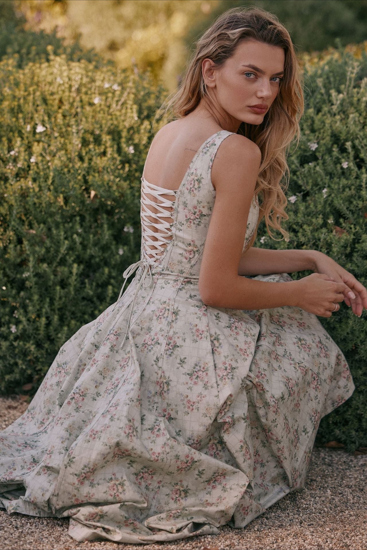 Off Shoulder Tie Strap Midi Dress