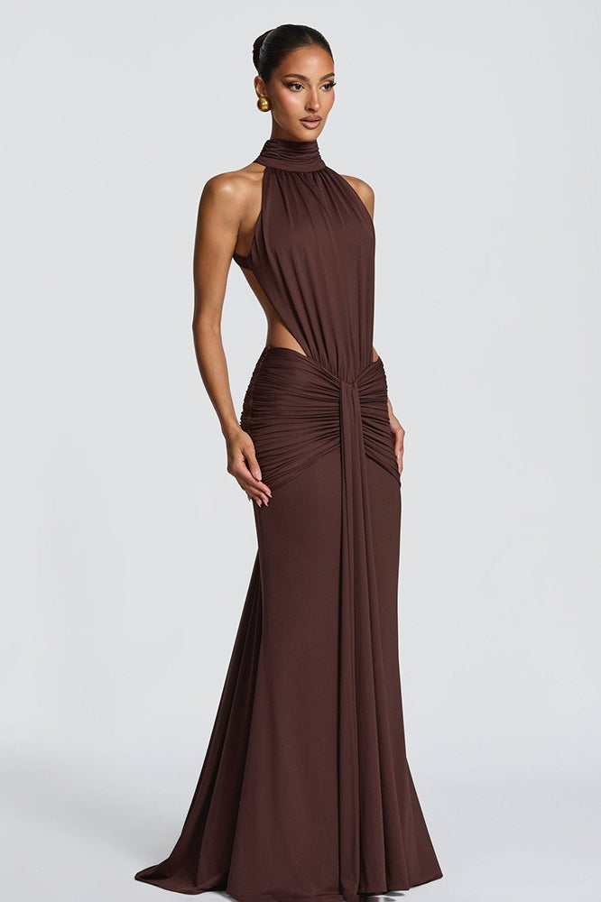 Solid Backless Mermaid Bodycon Party Dress