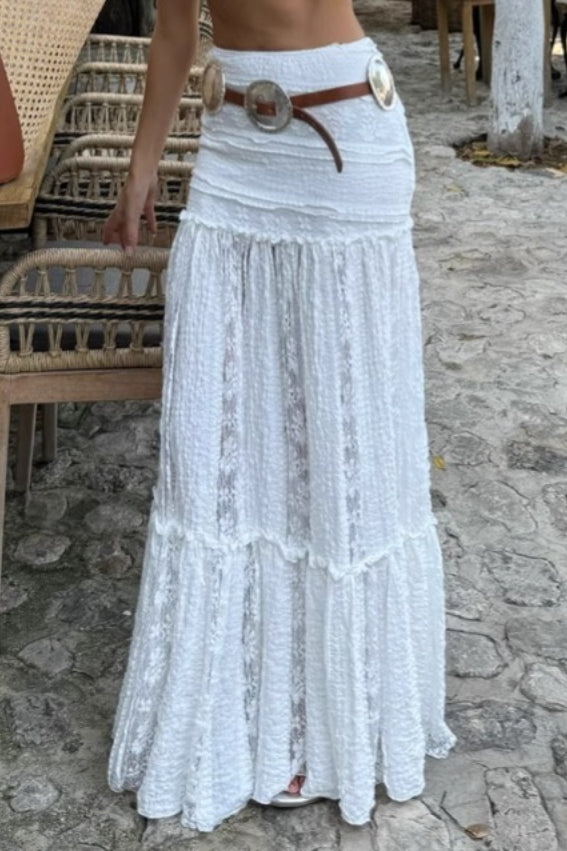 Sheer Floral High-Slit Skirt