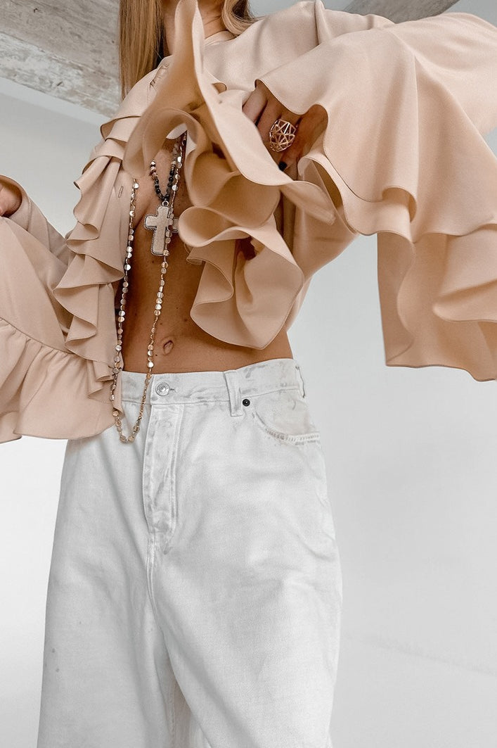 Ruffled Long-Sleeve Elegant Blouse
