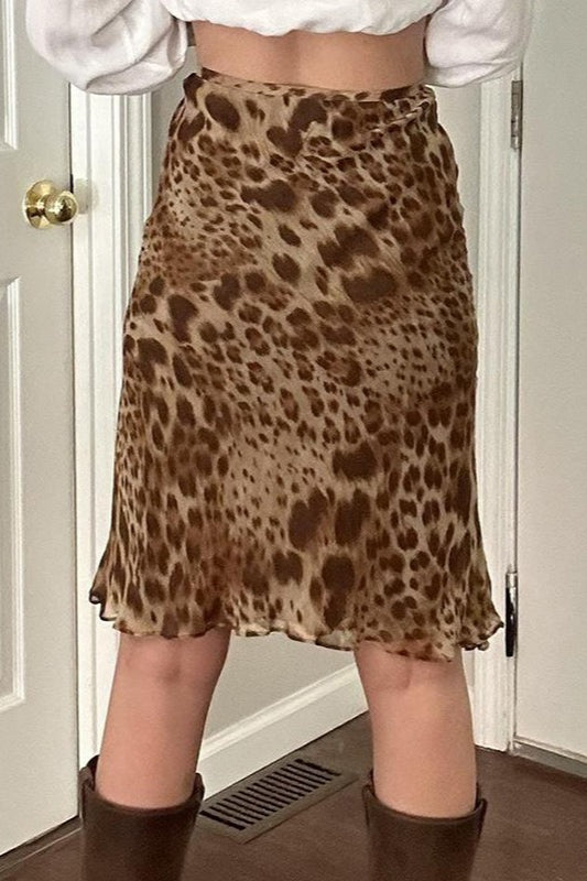 American Retro Leopard Print ALine Skirt