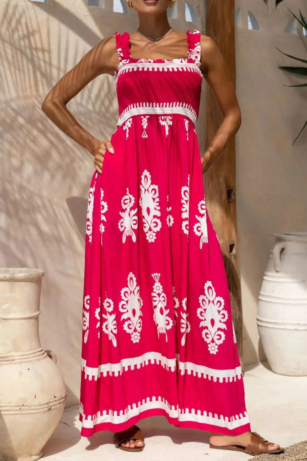 Zelma Effortless Sleeveless Printed Maxi Dress Evening Wear Edit