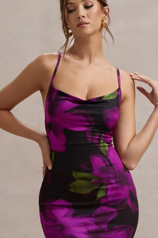 OpenBack Floral Maxi Party Dress