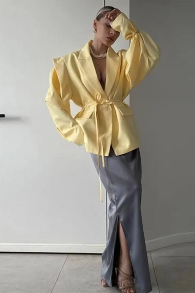 Elegant Turndown Collar Blazer