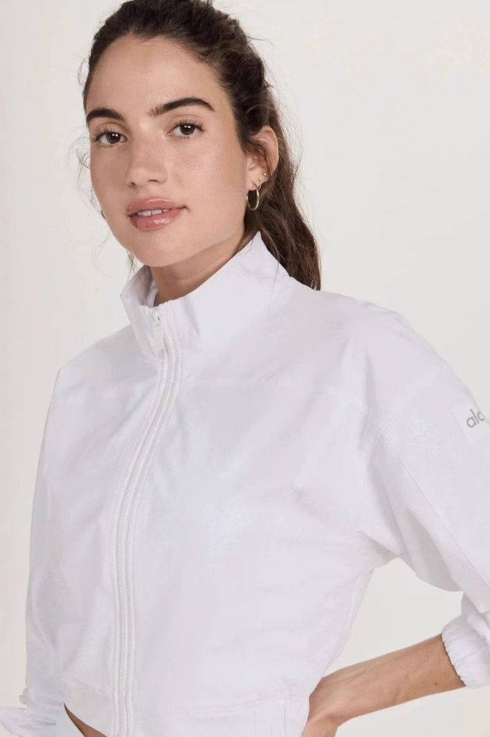 Active Zip Breathable Crop Bomber Jacket