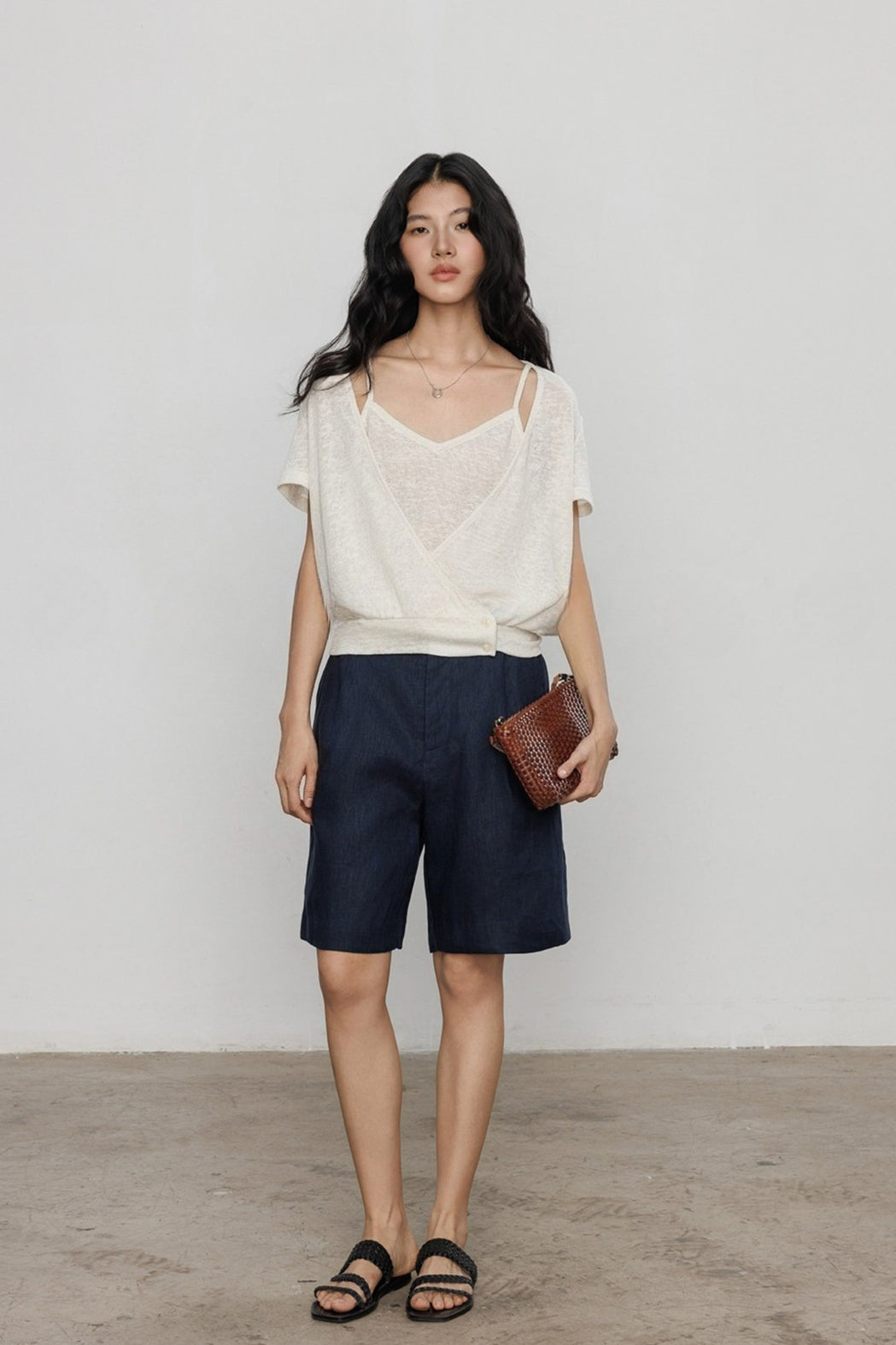 Linen High Waist Casual Shorts Pants