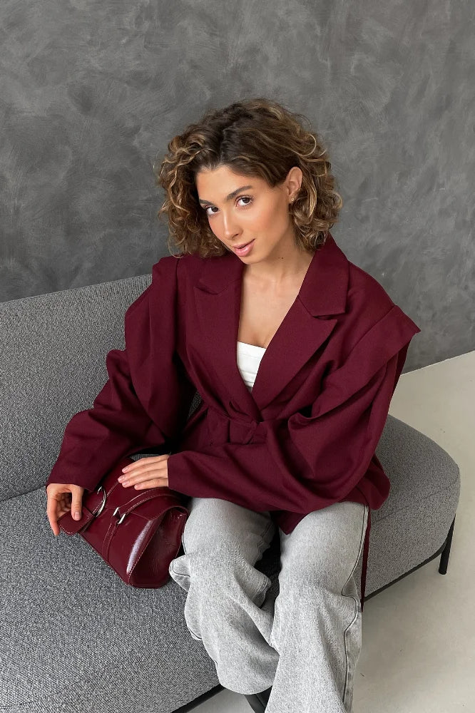 Long Sleeve Laceup Office Blazer