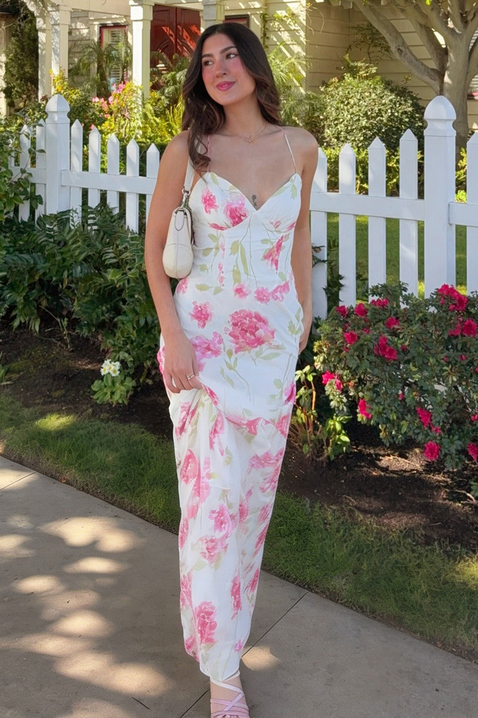 Floral Print Tie Back Vacation Maxi Slip Dress