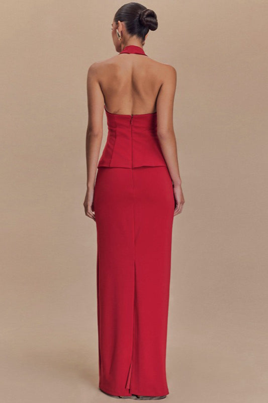 Halter Backless Maxi With Side Slit Dress 8