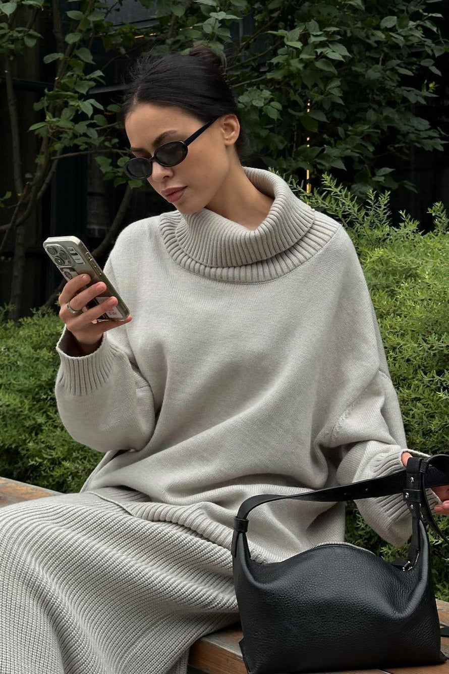Casual Minimalist Turtleneck Oversized Sweater
