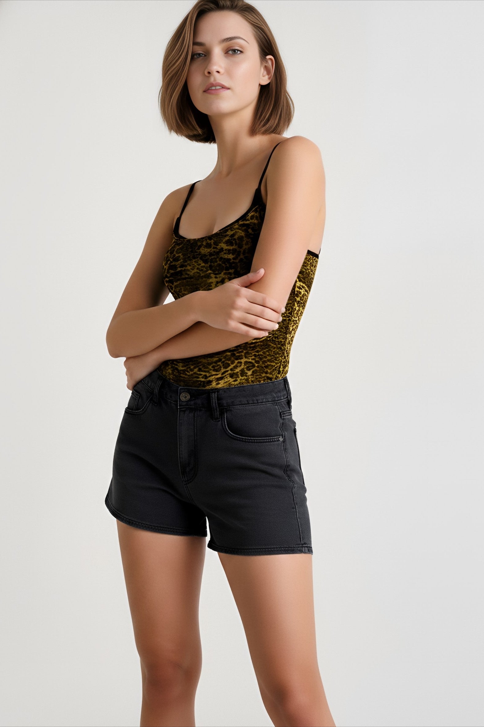 Sheer leopard layered cami top