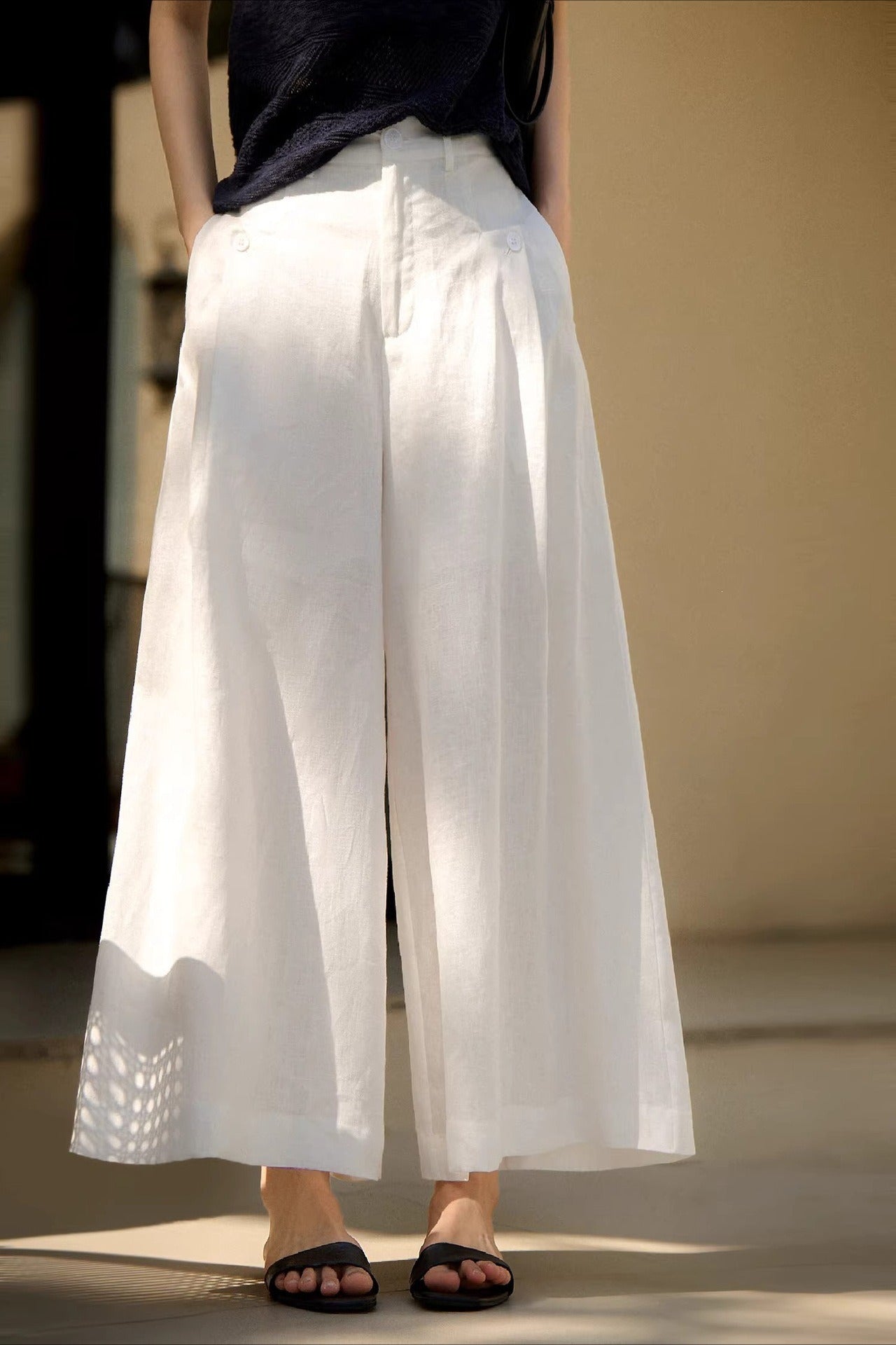 Breezy Linen Relaxed Wide Leg Pants