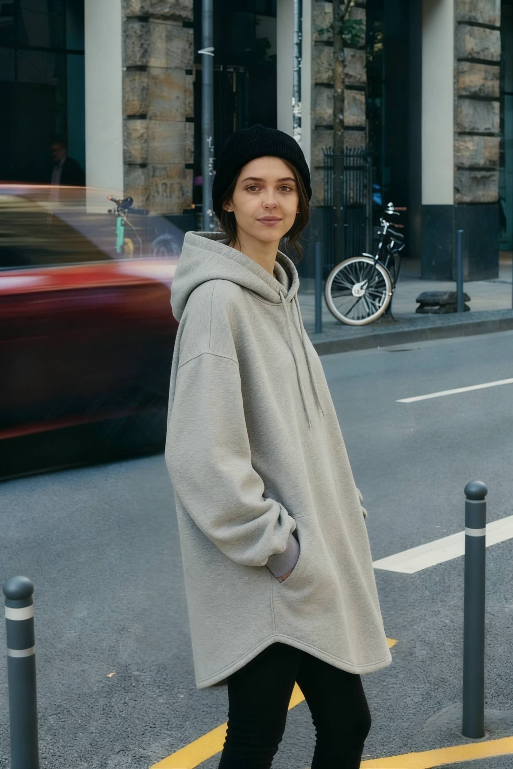 Pullover Loose Hoodie Casual  Drawstring Oversized  Women's Long Solid Sweatshirt Autumn Arm Streetwear