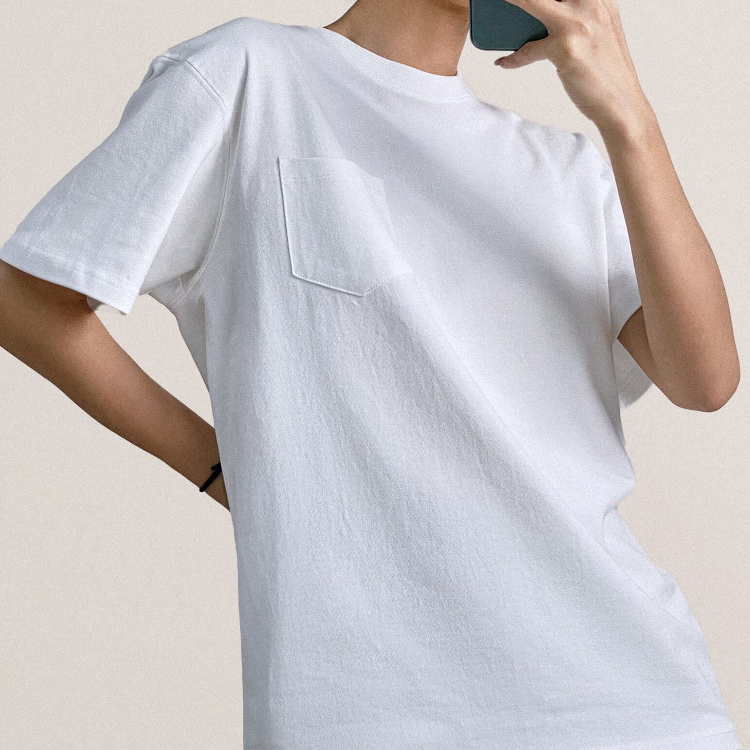 Women's White Chest-Pocket Cotton T-Shirt