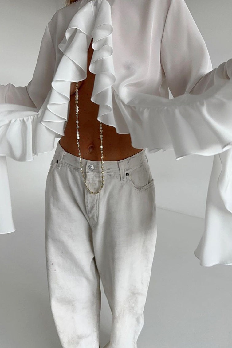 Ruffled Long-Sleeve Elegant Blouse