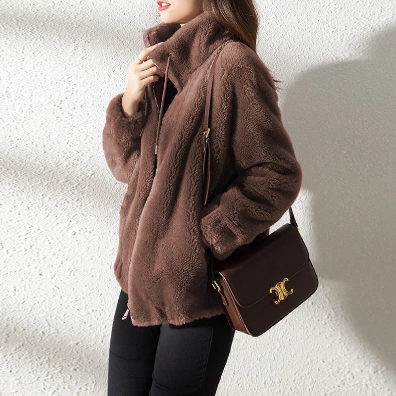 Padded Coat Stand-collar Double-faced Fleece Jacket