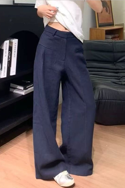Linen High Waist Casual Wide Leg Pants