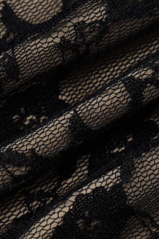 Black Lace Detail Bow Front Midi Dress 10