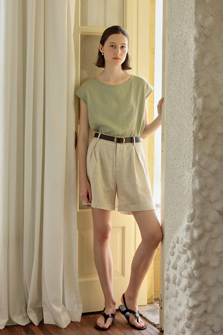 Linen Relaxed Fit Cuffed Pants